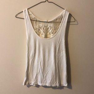 White Crotchet Back Tank Top